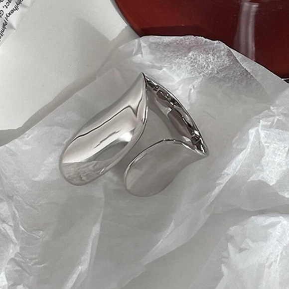 Silver Plated Cuff Statement Ring - Picture 5 of 11
